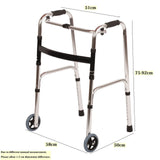 Adjustable Folding Walker Frame with Wheels, Silver Aluminium, 75-92CM Height - Close-Up Angle