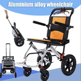 Portable Foldable Manual Wheelchair in Orange - Lightweight Travel Design, 100kg Capacity - Extra Image