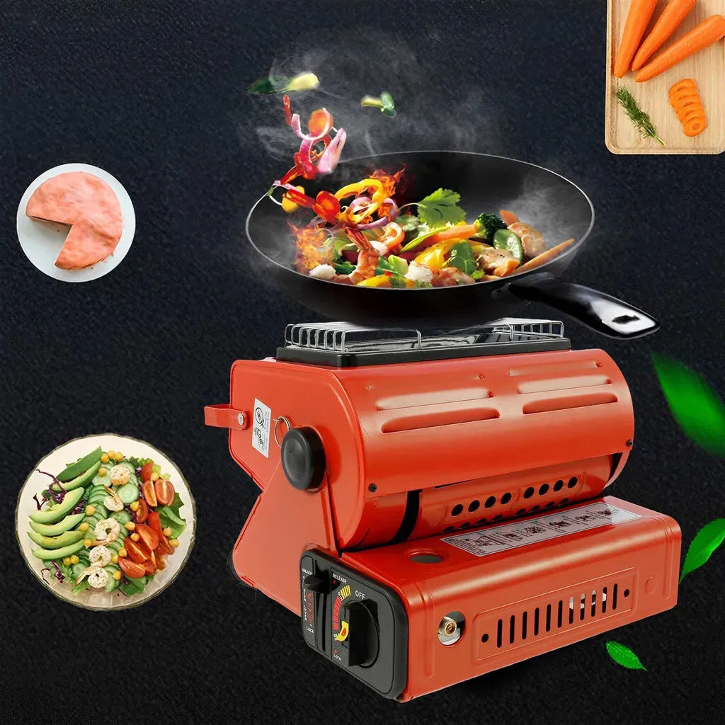 Portable Butane Gas Heater in Black for Camping, Hiking, and Outdoor Use - Red