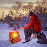 Portable Butane Gas Heater in Black for Camping, Hiking, and Outdoor Use - Red - Top-Down View