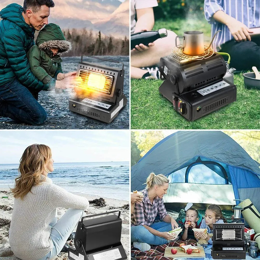 Portable Butane Gas Heater in Black for Camping, Hiking, and Outdoor Use - Red