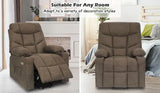 Electric Massage Recliner Chair in Brown with Heated Vibration and Lift Function, 108x100x85cm - Close-Up Angle