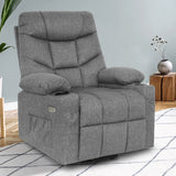 Brown Electric Massage Recliner Chair with Heat and Vibration in Grey, 108x100x85cm