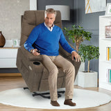 Brown Electric Massage Recliner Chair with Heat and Vibration in Grey, 108x100x85cm - Side View