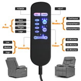 Brown Electric Massage Recliner Chair with Heat and Vibration in Grey, 108x100x85cm - Close-Up Angle