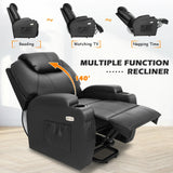 Brown Electric Massage Recliner Chair in Black with Heating and Vibration, 108x100x85cm - Rear View