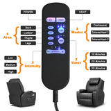 Brown Electric Massage Recliner Chair in Black with Heating and Vibration, 108x100x85cm - Low Angle