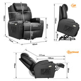 Brown Electric Massage Recliner Chair in Black with Heating and Vibration, 108x100x85cm - Extra Image