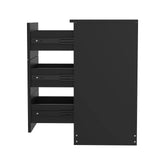 Black White Black Bedside Table with 3 Drawers, Modern Design, 38x35x66cm Storage Cabinet - Front View