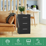 Black White Black Bedside Table with 3 Drawers, Modern Design, 38x35x66cm Storage Cabinet - Extra Image