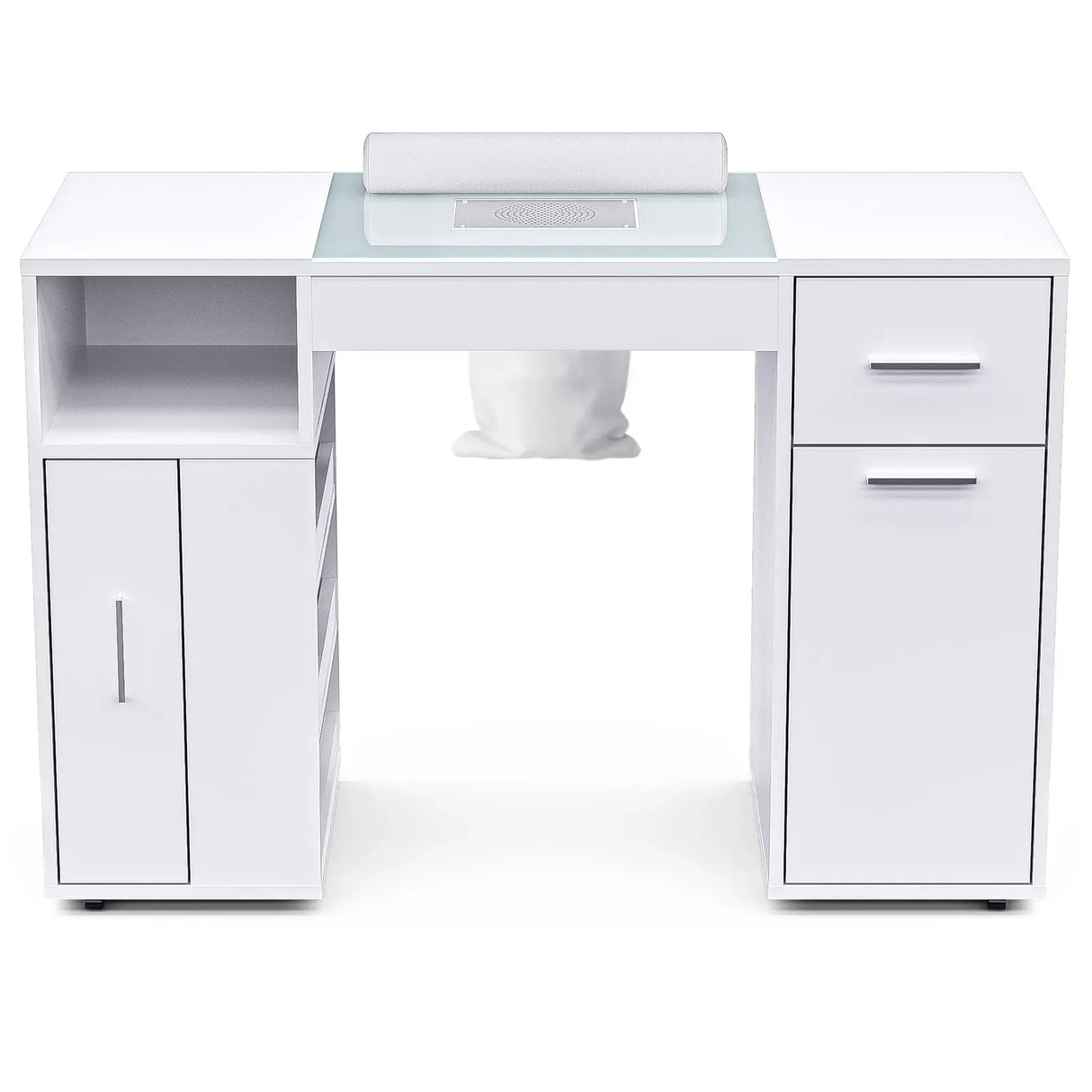 White Manicure Table with Electric Dust Collector and Storage, 108x45x77cm
