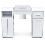 White Manicure Table with Electric Dust Collector and Storage, 108x45x77cm