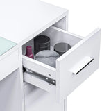 White Manicure Table with Electric Dust Collector and Storage, 108x45x77cm - 45-Degree Angle