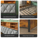 Double Bed Frame with 4 Storage Drawers, Charging Station, USB Ports, Black - Top-Down View