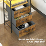 Nightstand with RGB LED Light and Charging Station, Brown, 40x30x70cm - Close-Up Angle