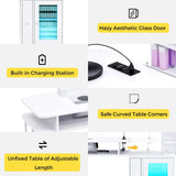 LED Manicure Table with Dust Collector and Charging Station in White - Front View