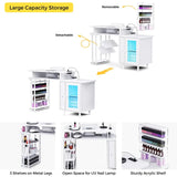 LED Manicure Table with Dust Collector and Charging Station in White - Side View