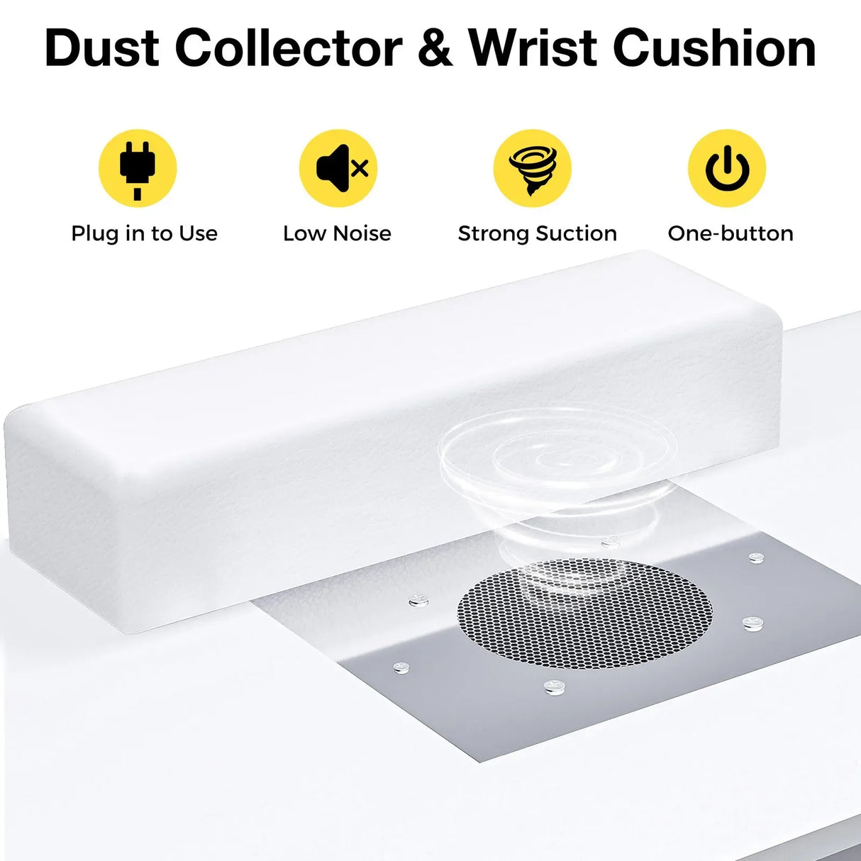 LED Manicure Table with Dust Collector and Charging Station in White