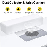 LED Manicure Table with Dust Collector and Charging Station in White - Top-Down View