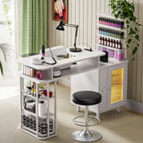 LED Manicure Table with Dust Collector and Charging Station in White - Extra Image