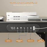 Electric Standing Desk with Drawer, One-Piece Glass Desktop, Black, 120x60cm - Top-Down View