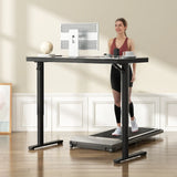 Electric Standing Desk with Drawer, One-Piece Glass Desktop, Black, 120x60cm - Rear View