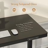 Electric Standing Desk with Drawer, One-Piece Glass Desktop, Black, 120x60cm - Close-Up Angle