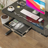 Electric Standing Desk with Drawer, One-Piece Glass Desktop, Black, 120x60cm - Extra Image