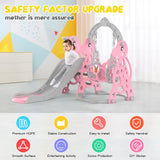 Kids 4 in 1 Slide and Swing Set with Basketball Hoop, Pink, 175x140x115cm - Top-Down View