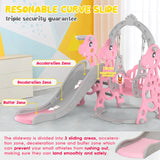 Kids 4 in 1 Slide and Swing Set with Basketball Hoop, Pink, 175x140x115cm - Extra Image