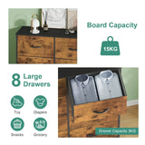 Tallboy Dresser Chest of Drawers in Black - 8 Fabric Drawers, 96x86cm - Front View