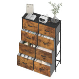 Tallboy Dresser Chest of Drawers in Black - 8 Fabric Drawers, 96x86cm - 45-Degree Angle