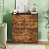 Tallboy Dresser Chest of Drawers in Black - 8 Fabric Drawers, 96x86cm - Close-Up Angle