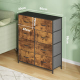 Tallboy Dresser Chest of Drawers in Black - 8 Fabric Drawers, 96x86cm - Extra Image