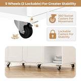 Kitchen Island Cart on Wheels with Charging Station, White, 83x38x82cm - Side View