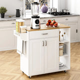 Kitchen Island Cart on Wheels with Charging Station, White, 83x38x82cm - Top-Down View