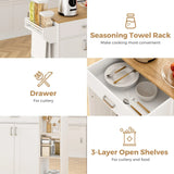 Kitchen Island Cart on Wheels with Charging Station, White, 83x38x82cm - Low Angle