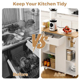 Kitchen Island Cart on Wheels with Charging Station, White, 83x38x82cm - Extra Image