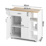 Kitchen Island Cart on Wheels with Charging Station, White, 83x38x82cm - Extra Image