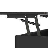 LED Lift Top Coffee Table in Black with 2-Tier Design and Drawers for Living Room - Extra Image