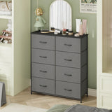 Grey Tallboy Chest of 8 Drawers Storage Cabinet for Bedroom and Living Room - Front View