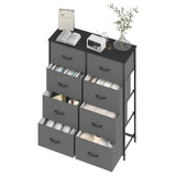 Grey Tallboy Chest of 8 Drawers Storage Cabinet for Bedroom and Living Room - Side View