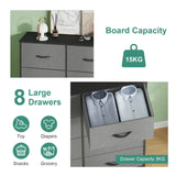 Grey Tallboy Chest of 8 Drawers Storage Cabinet for Bedroom and Living Room - Top-Down View