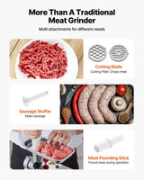 Commercial Electric Meat Grinder, Stainless Steel, 2.04 kg/Min, Sausage Stuffer - Top-Down View