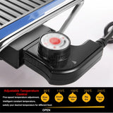 2000W Electric Teppanyaki Grill Non-Stick Hot Plate Smokeless Black 48x28cm - Side View