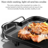 2000W Electric Teppanyaki Grill Non-Stick Hot Plate Smokeless Black 48x28cm - Top-Down View