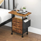 61x38cm Walnut Printer Stand, 4-Tier Mobile File Cabinet with Storage Drawer - 45-Degree Angle