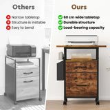 61x38cm Walnut Printer Stand, 4-Tier Mobile File Cabinet with Storage Drawer - Extra Image