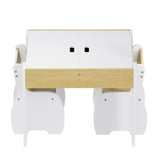 3-Piece Kids Table and Chairs Set in White with Storage, 60x60x48cm - Top-Down View