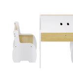 3-Piece Kids Table and Chairs Set in White with Storage, 60x60x48cm